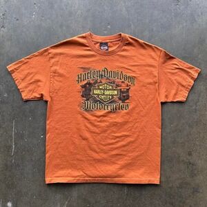 Men's Harley Davidson Burnt Orange Double Sided Graphic T-shirt Size XL
